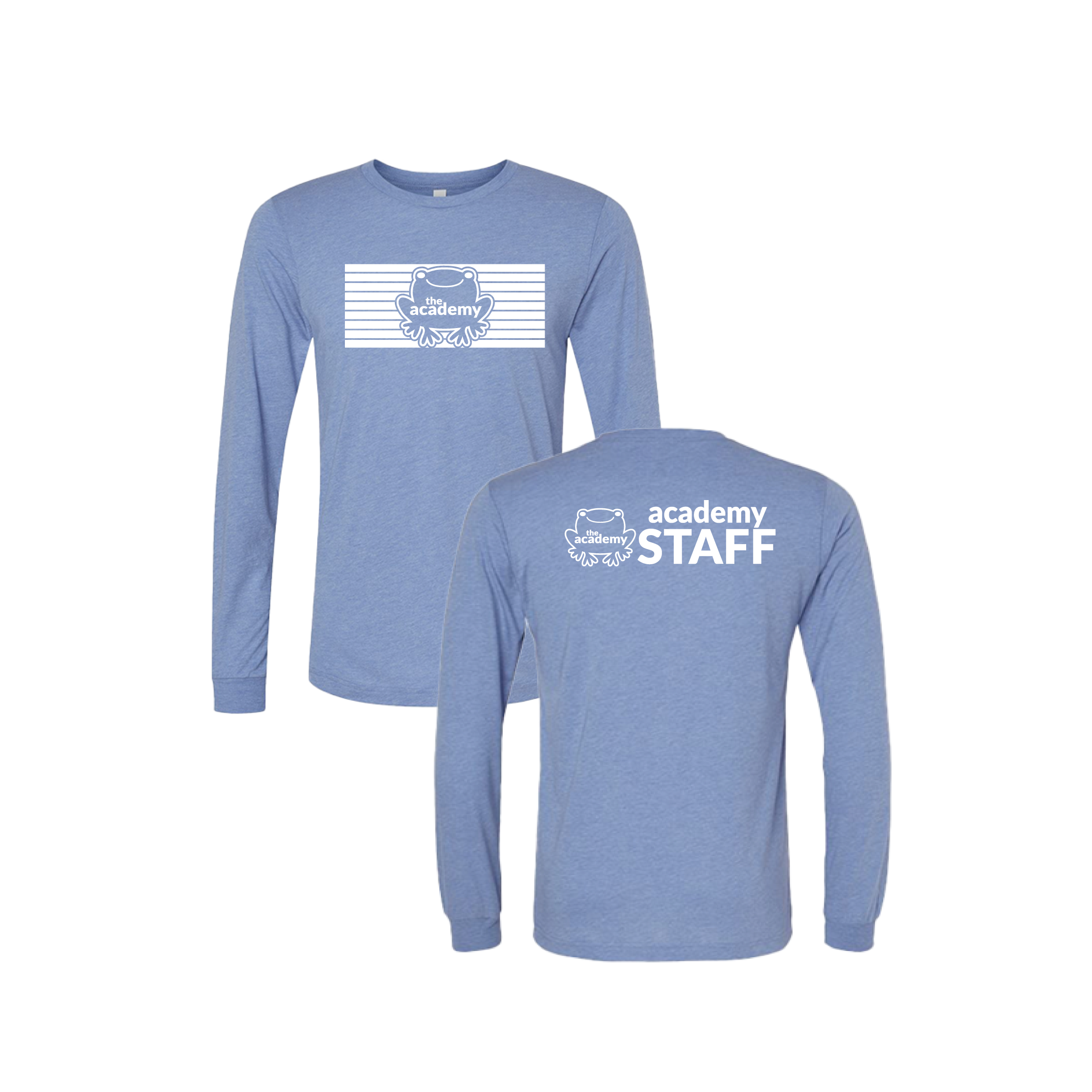 Blue Triblend Lightweight Long Sleeve White Stripe
